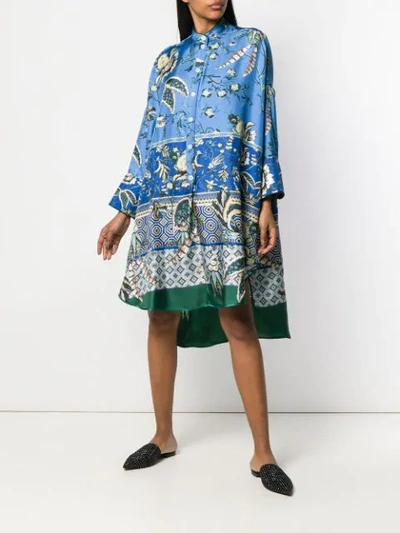 Shop F.r.s For Restless Sleepers Tropical Print Drape Tunic In Blue