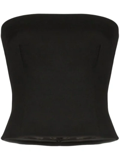 Shop Prada Strapless Fitted Top In Black