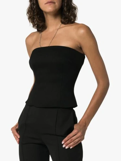 Shop Prada Strapless Fitted Top In Black