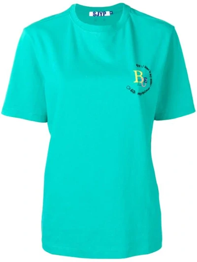 Shop Sjyp Lettering Embroidery T-shirt In Green