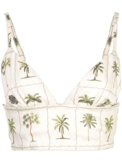 AGUA BY AGUA BENDITA PALM TREE PRINT TOP - 白色