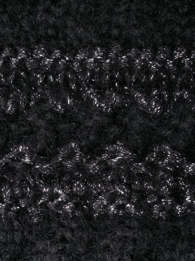 Shop Saint Laurent Cable Knit Striped Cardigan In Black