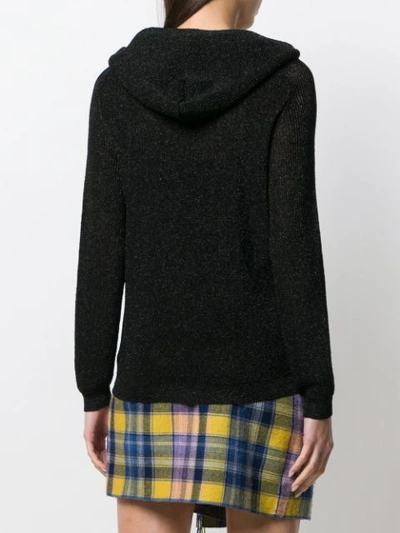 Shop Laneus Hooded Knit Jumper In Black
