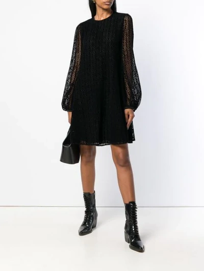 Shop Giamba Lace Flared Dress In Black