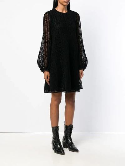 Shop Giamba Lace Flared Dress In Black