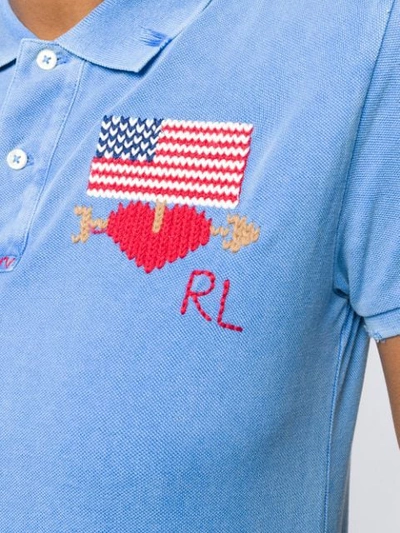 Shop Polo Ralph Lauren Embroidered Flag Polo Top In 001 Blue