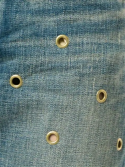 Shop Tu Es Mon Tresor Eyelet Dot Jeans Short Length In Blue