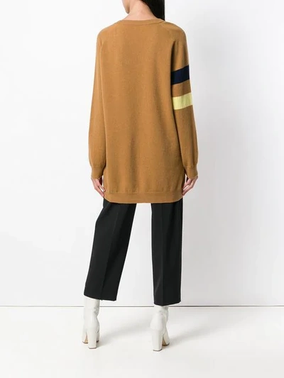 Shop Erika Cavallini Boxy Striped Print Sweater In Brown