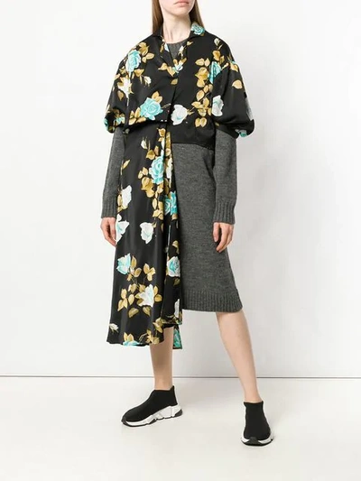 Shop Junya Watanabe Floral Jersey Jumper Dress In Black