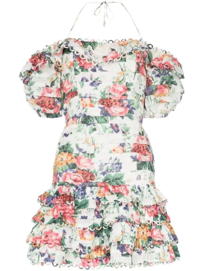 ZIMMERMANN ALLIA FLORAL PRINT MINI DRESS - 白色