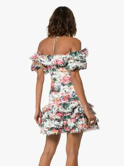 ZIMMERMANN ALLIA FLORAL PRINT MINI DRESS - 白色