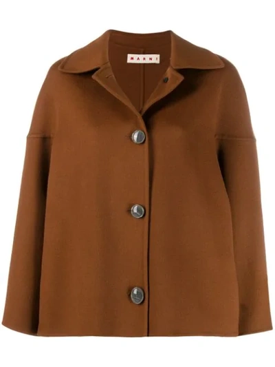 Shop Marni Dropped Shoulder Coat In Brown