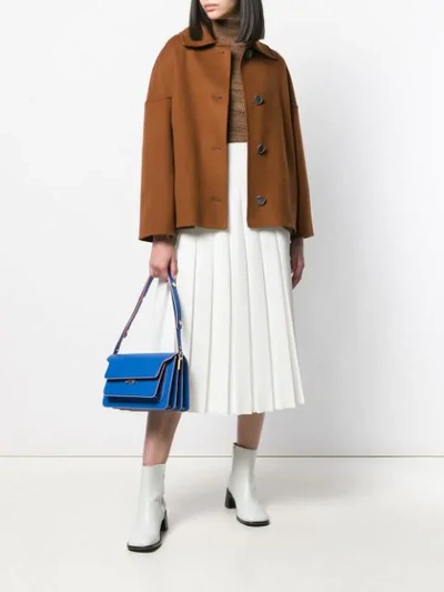 Shop Marni Dropped Shoulder Coat In Brown