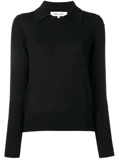 Shop Diane Von Furstenberg Knitted Collar Top In Black