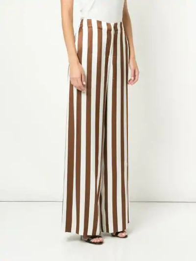 OSCAR DE LA RENTA WIDE LEG STRIPED TROUSERS - 棕色