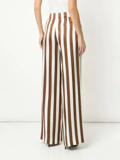 Shop Oscar De La Renta Wide Leg Striped Trousers In Brown