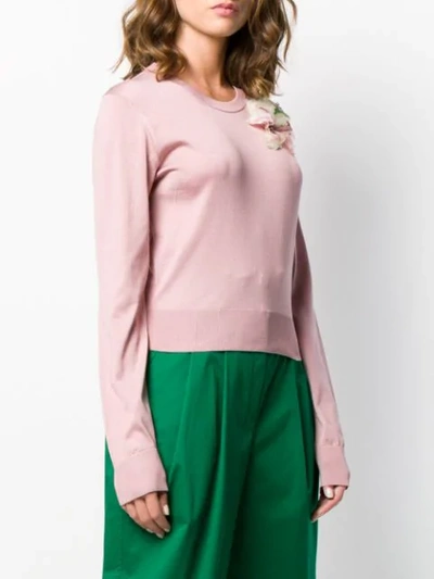 Shop Dolce & Gabbana Floral Embroidered Sweater In Pink