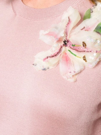 Shop Dolce & Gabbana Floral Embroidered Sweater In Pink