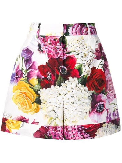 Shop Dolce & Gabbana Floral Shorts In White