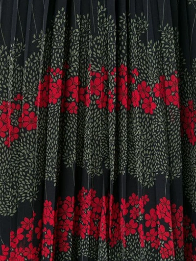 Shop Red Valentino Floral Print Pleated Skirt In Black