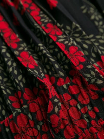 Shop Red Valentino Floral Print Pleated Skirt In Black