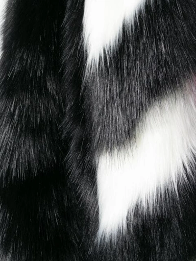 Shop Off-white Striped Collar Fur Jacket In Black