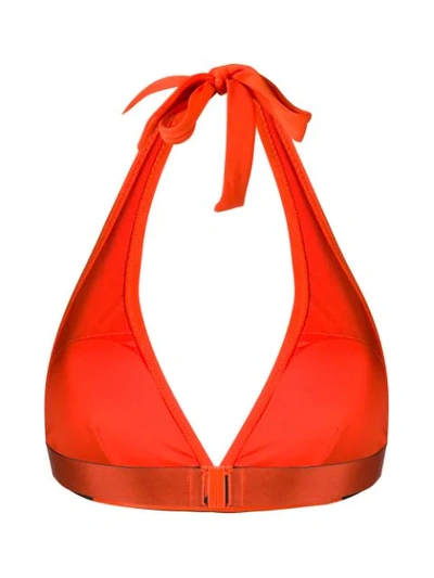 Shop Calvin Klein Logo Waistband Bikini Top In Orange