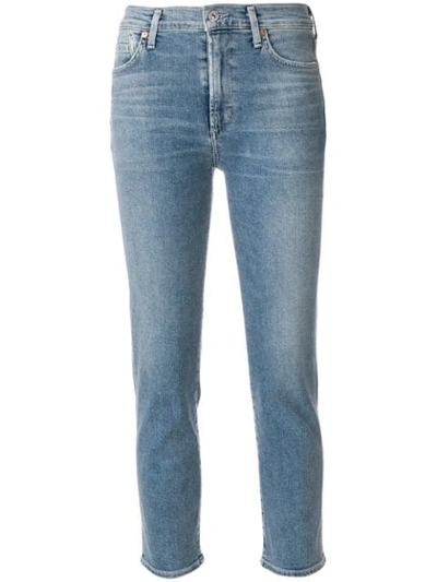 Shop Citizens Of Humanity Five Pocket Cropped Jeans In Blue