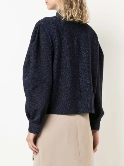 Shop Patbo Lurex Super Sleeve Sweater In Blue