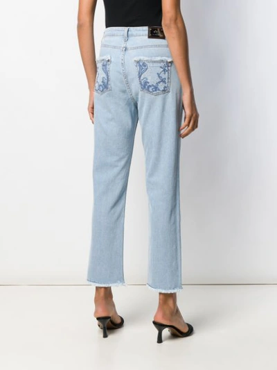 Shop Etro Embroidered Detail Jeans In Blue