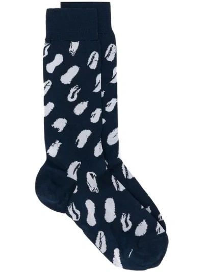 Shop Marni Abstract Knit Socks In Blue
