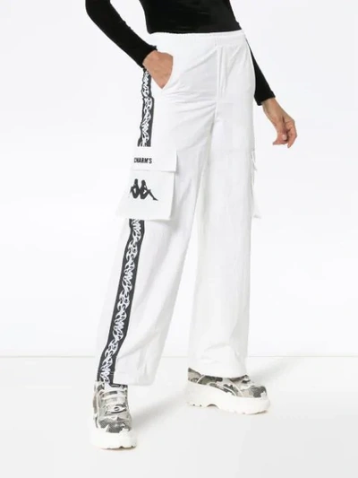 Shop Charm's X Kappa Flame-stripe Utility Pocket Track Pants In 114 - White