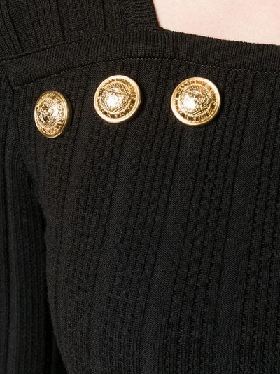 Shop Balmain Fitted Knit Mini Dress In Black