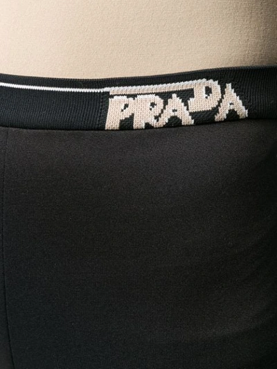 Shop Prada Intarsia Logo Leggings In Black