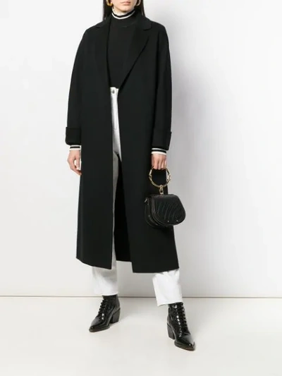 Shop Max Mara Belted Maxi Coat In 013 Black