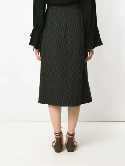Shop Andrea Marques Printed Midi Skirt In Triangulos Verde