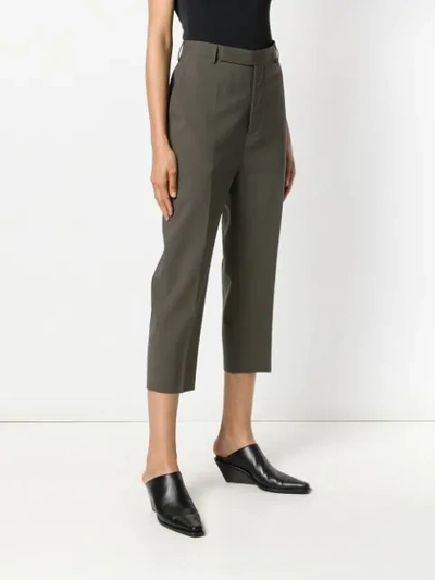 Shop Rick Owens Cropped Trousers In Grey