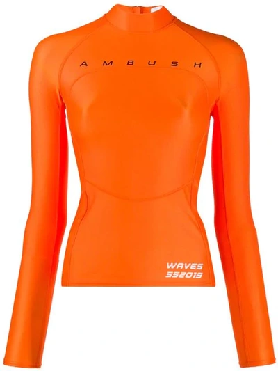 Shop Ambush Logo Print Scuba Style Top In Orange