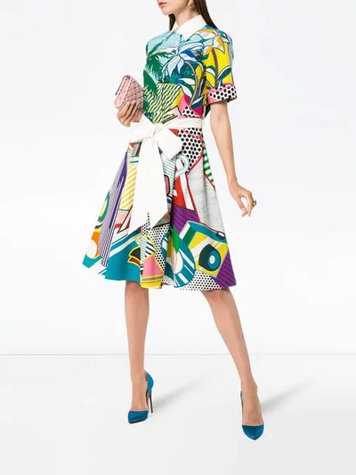 Shop Mary Katrantzou Cecilia Pop Art Print Cotton Shirt Dress - Multicolour
