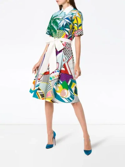 Shop Mary Katrantzou Cecilia Pop Art Print Cotton Shirt Dress - Multicolour
