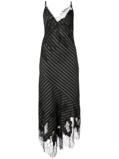 Shop Jason Wu Collection Striped Asymmetric Slip Dress In Black
