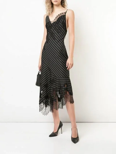Shop Jason Wu Collection Striped Asymmetric Slip Dress In Black