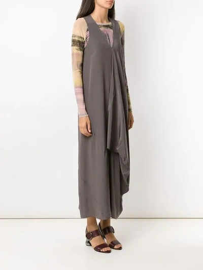 Shop Mara Mac Long Silk Dress In Grey