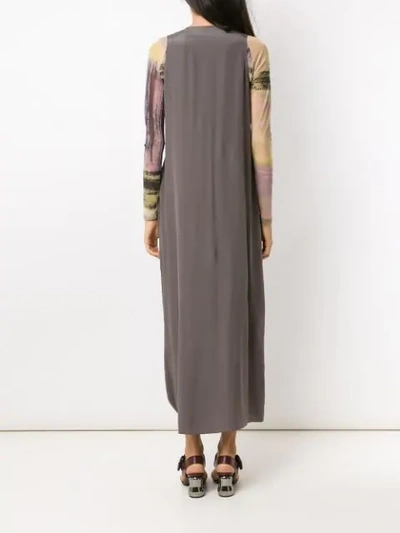 Shop Mara Mac Long Silk Dress In Grey