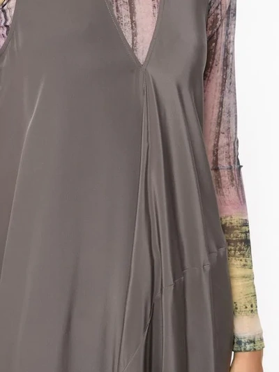 Shop Mara Mac Long Silk Dress In Grey