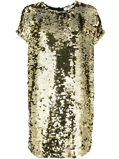 Shop Msgm Sequins Embellished Loose Dress In Metallic