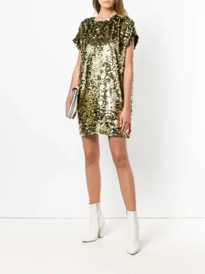Shop Msgm Sequins Embellished Loose Dress In Metallic
