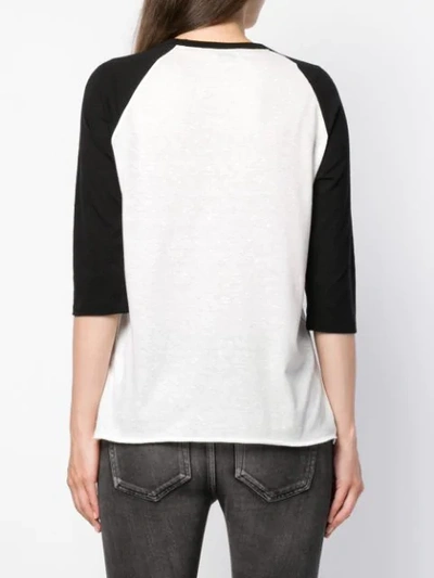 Shop Saint Laurent Logo Print Raglan T-shirt In White