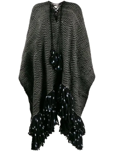 Shop Ulla Johnson Zigzag Poncho In Black