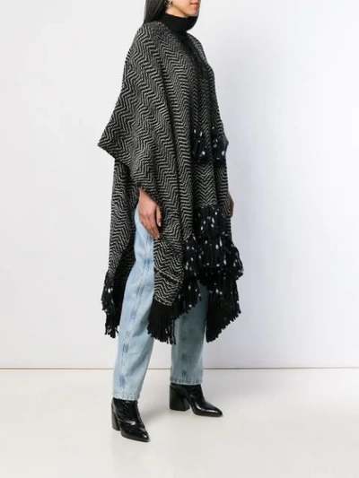 Shop Ulla Johnson Zigzag Poncho In Black